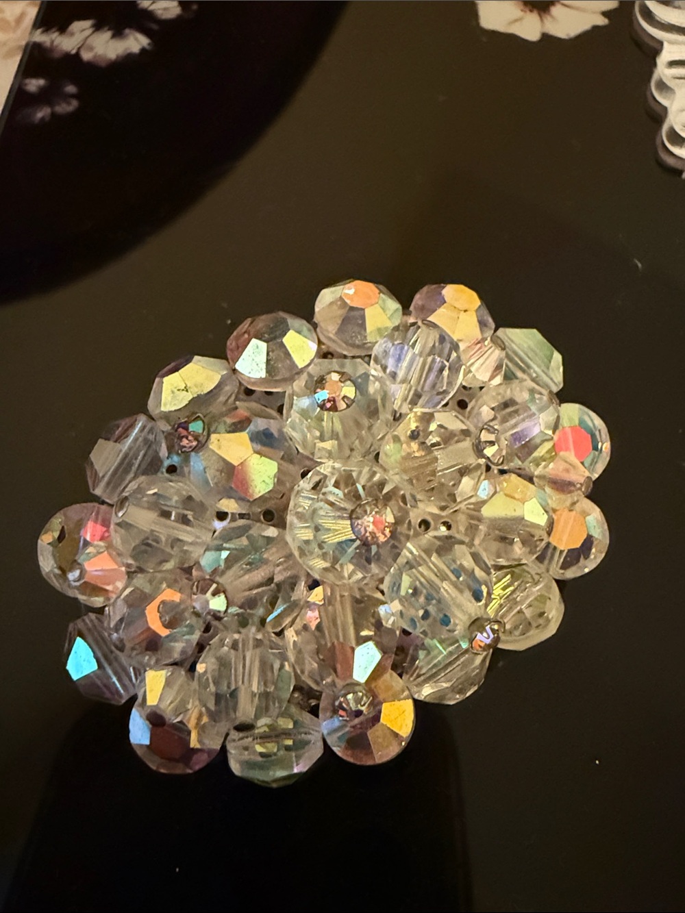 Aurora borealis Crystal Bead Decorative Accent - Clear Iridescent
